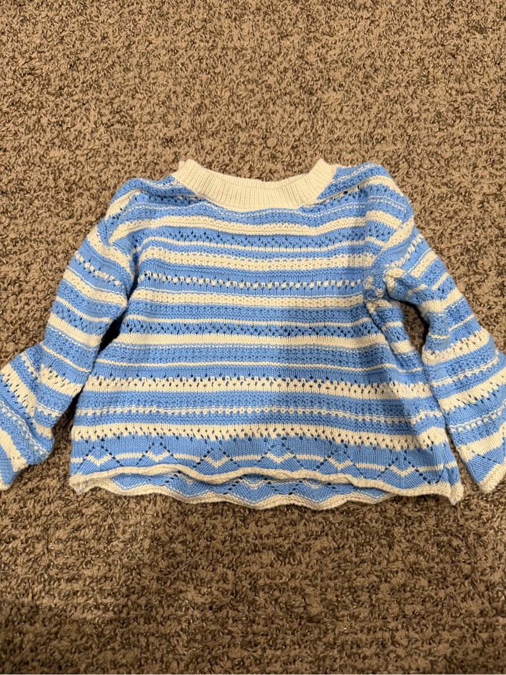 jumping beans Blue and White Striped Knit Crew Sweater